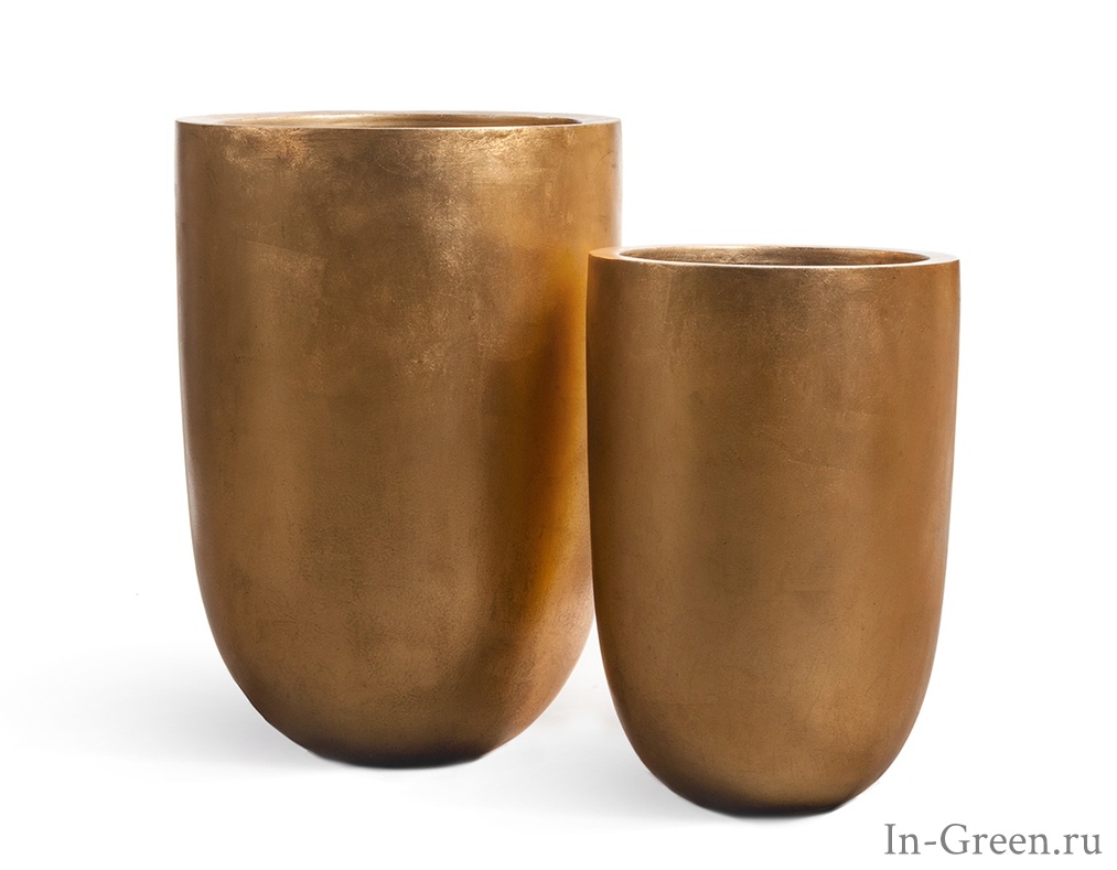 Кашпо Treez Effectory Metall высокий конус чаша, сусальное золото, от 36 до 46 см