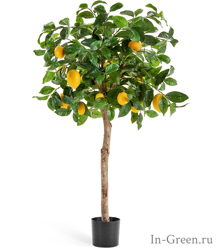 Лимонное дерево искусственное с плодами на штамбе | 110 см