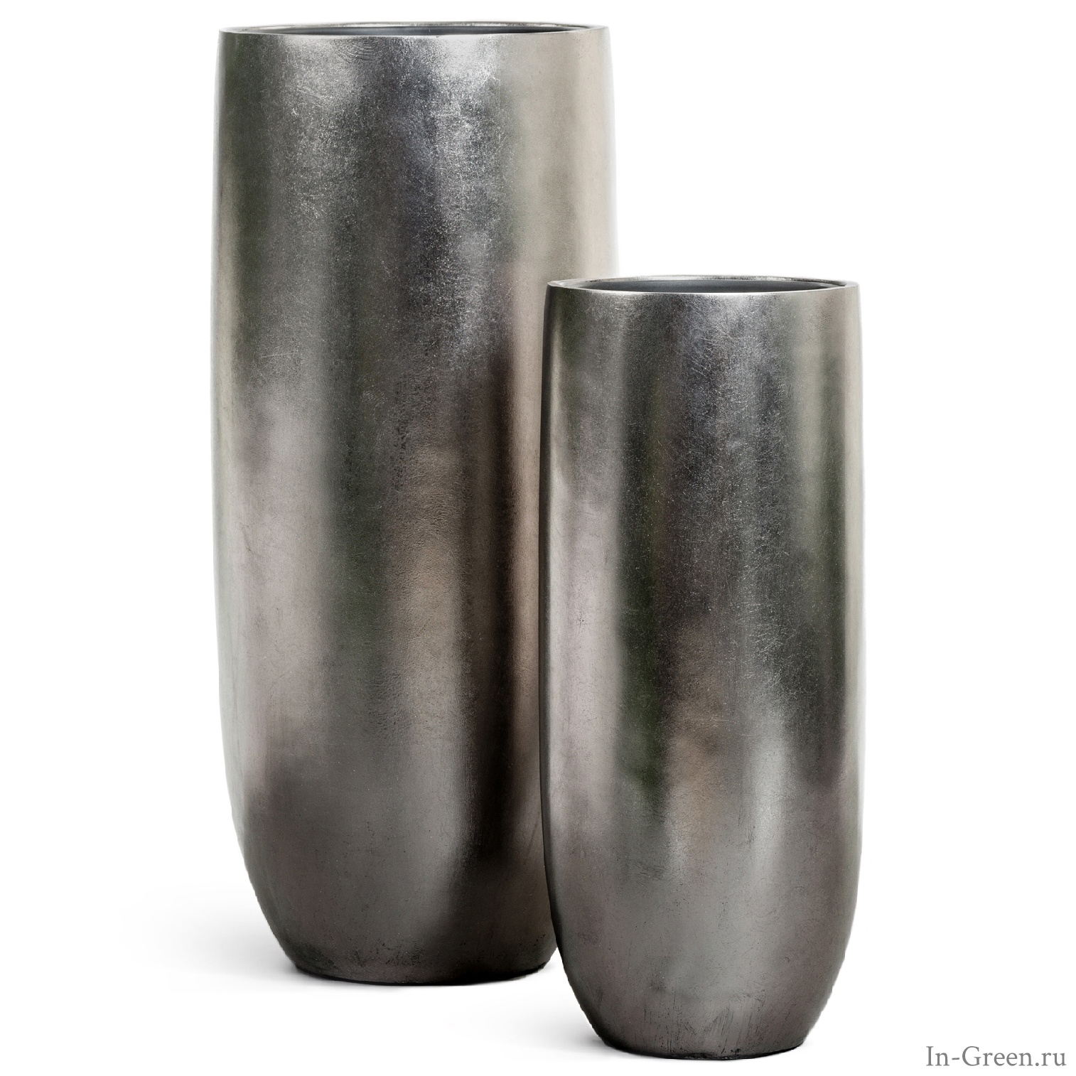 Кашпо Treez Effectory Metall высокий конус, стальное серебро, от 31 до 39 см